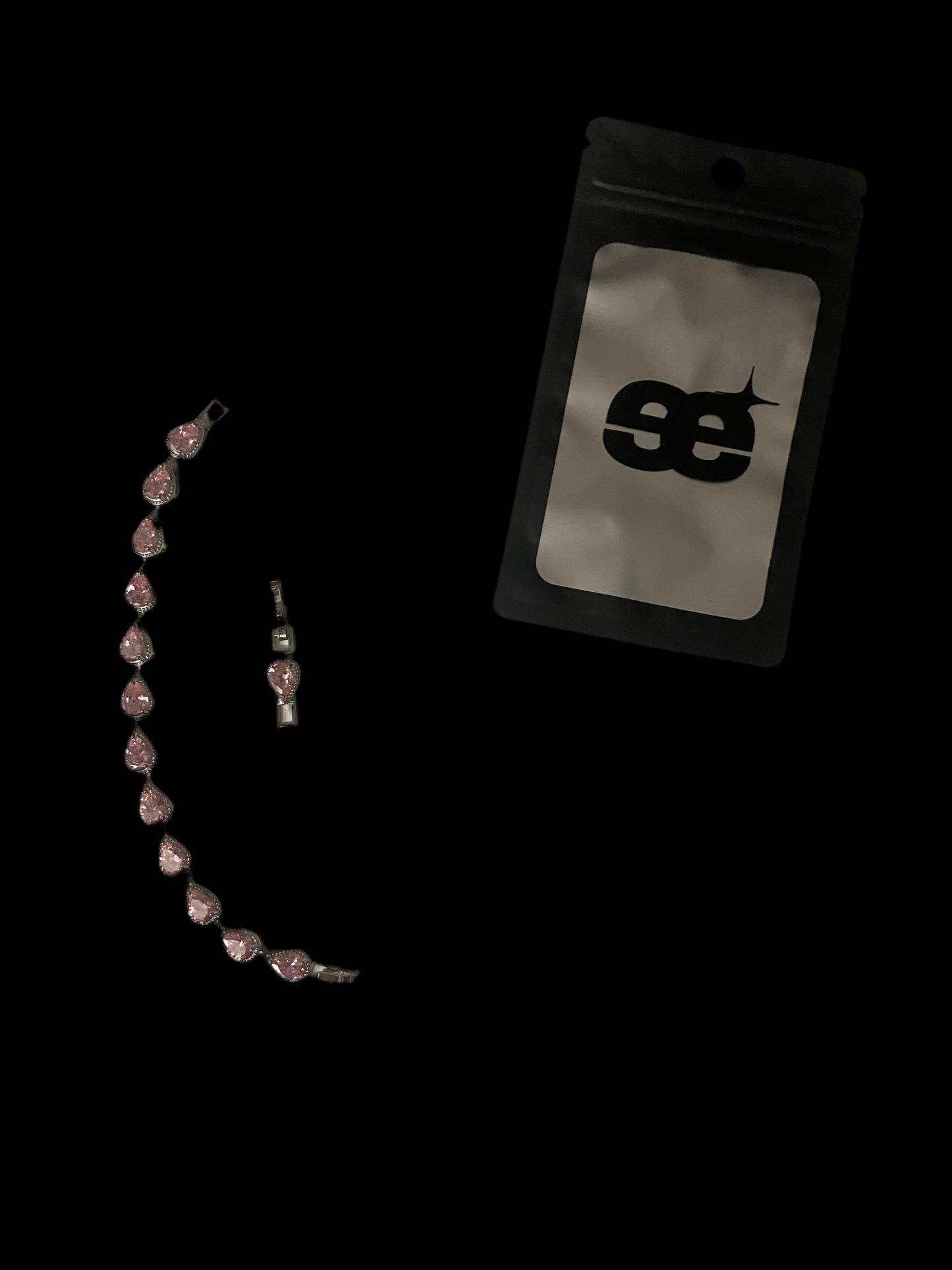 Pink and Silver Water Crystal Bracelet