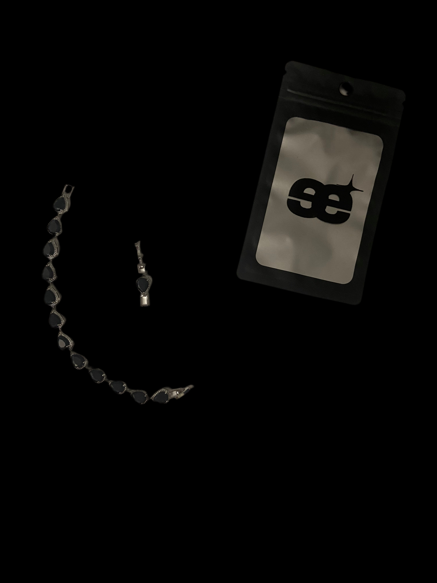 Black and Silver Water Crystal Bracelet