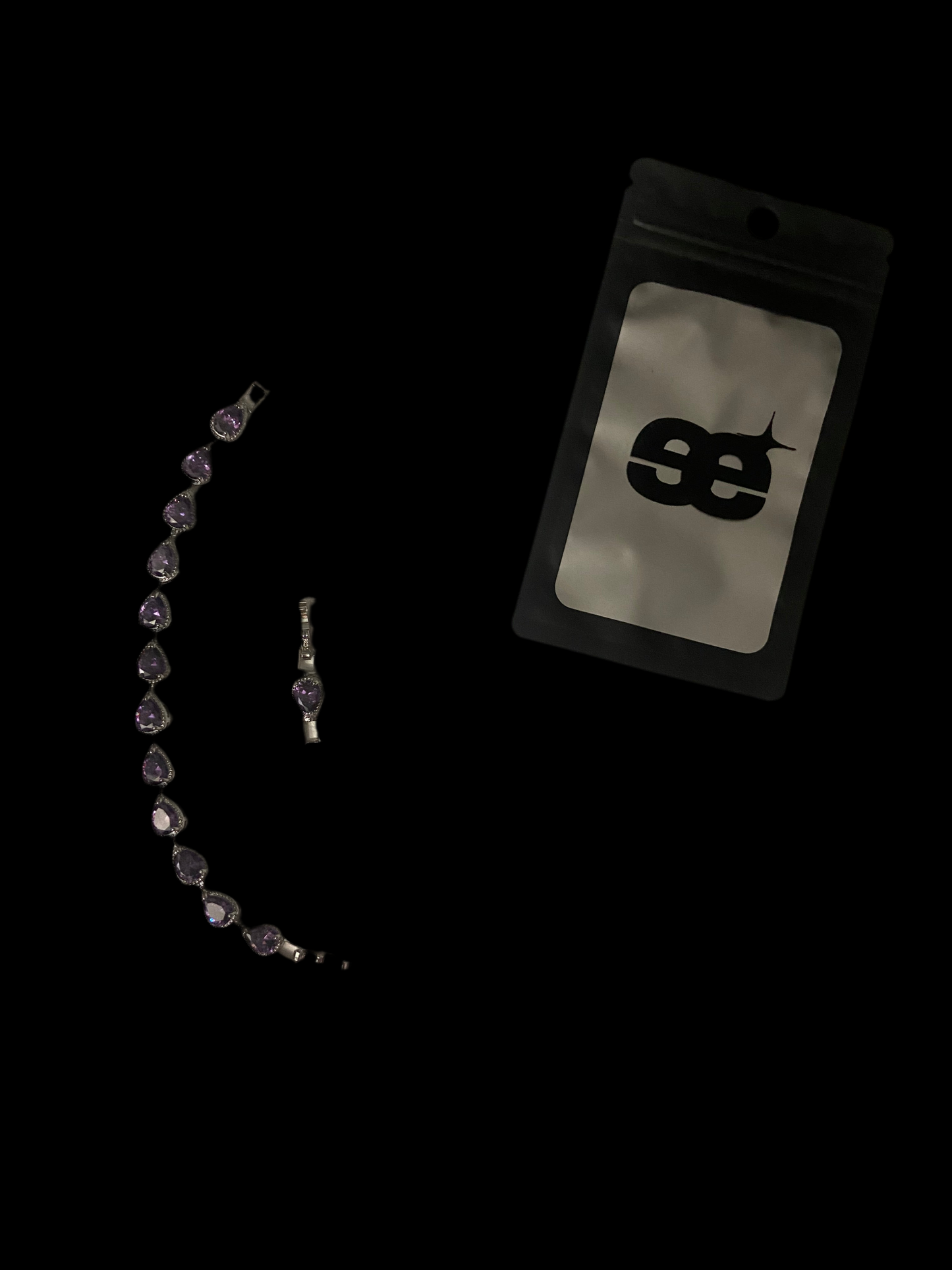 Purple and Silver Water Crystal Bracelet