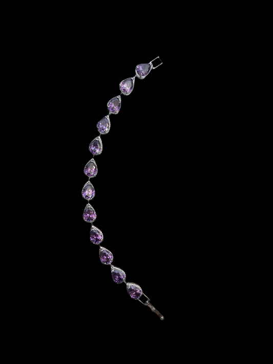 Purple and Silver Water Crystal Bracelet